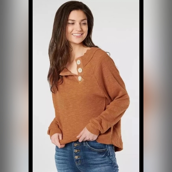 🔥We the Free Free People Don't Forget Me Long-Sleeved Cedar Top Size Large - Picture 1 of 8
